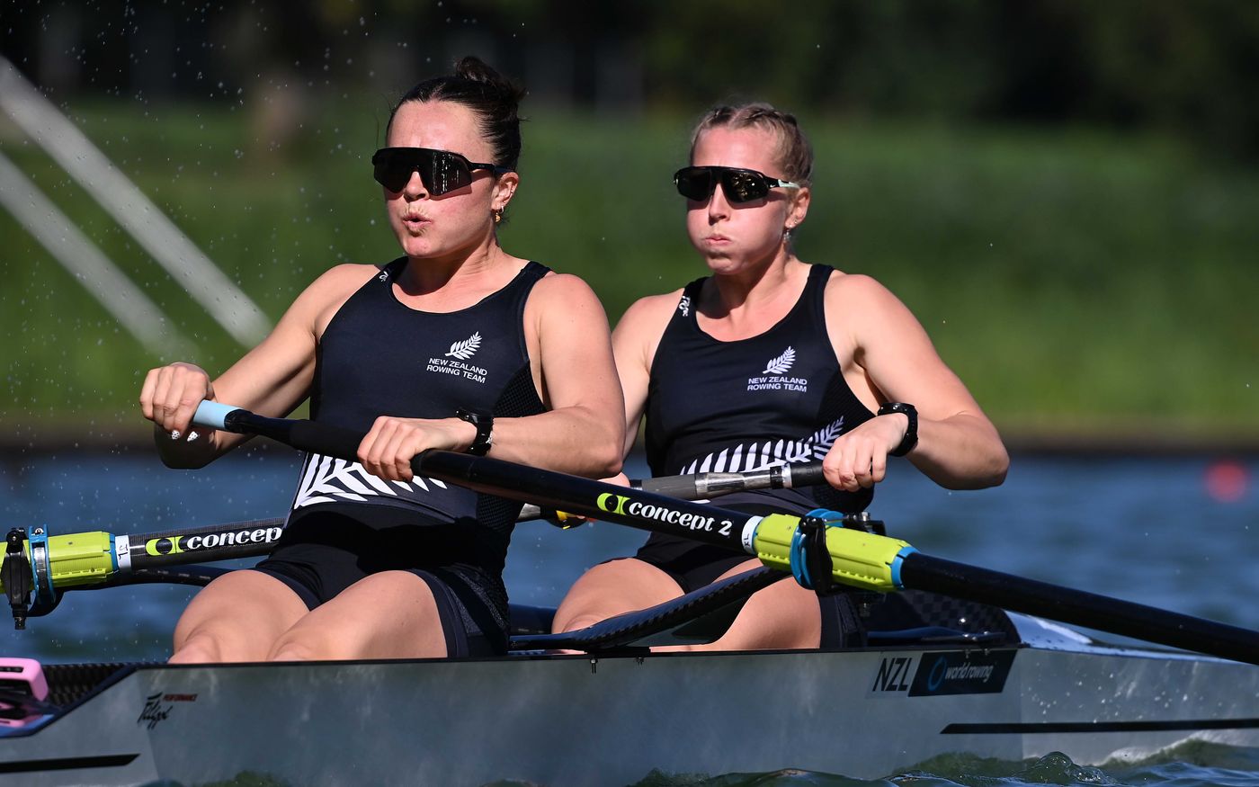 Katie Lush and Juliette Lequeux in the Women's Pair. Photosport